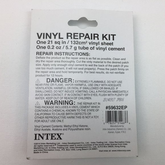 Intex Vinyl Repair Kit 21 Sq In Sheet .2 Oz Tube Vinyl Cement - Picture 4 of 6
